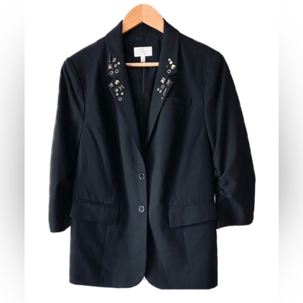 The Limited Jodi Arnold | Black Lined Jeweled Collar Blazer Jacket‎ Sz Med